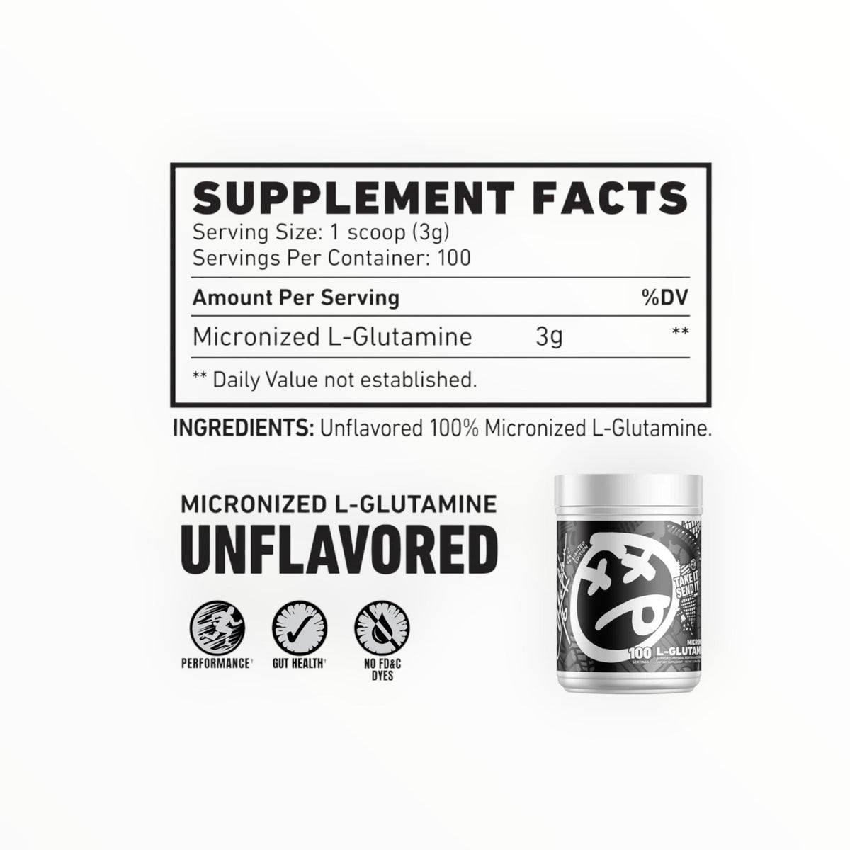 Skeleton Nutrition Glutamine 300g (100 Servings) | Muscle Recovery, Immunity & Performance Support|In Power Fit Supplements Egypt