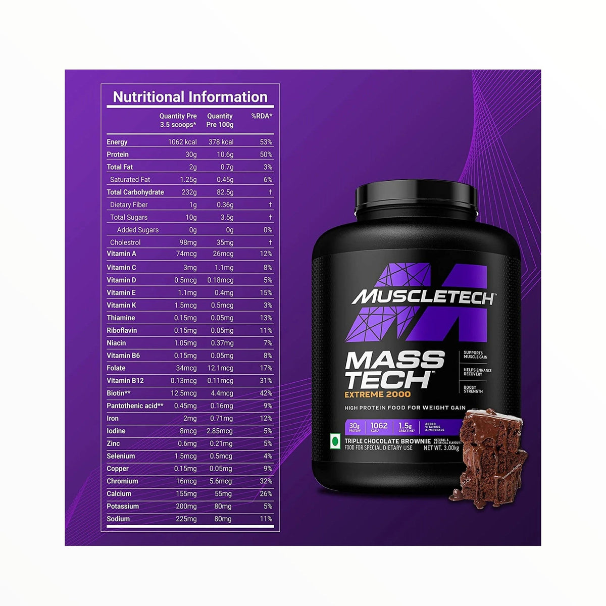 MuscleTech Mass Tech Extreme 2000 โ 2.72kg | High Calorie Mass Gainer for Bulking Egypt