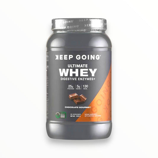 Keep Going Ultimate Whey Protein Chocolate Gourmet – 25g Protein | Digestive Enzymes+ | 30 Servings
