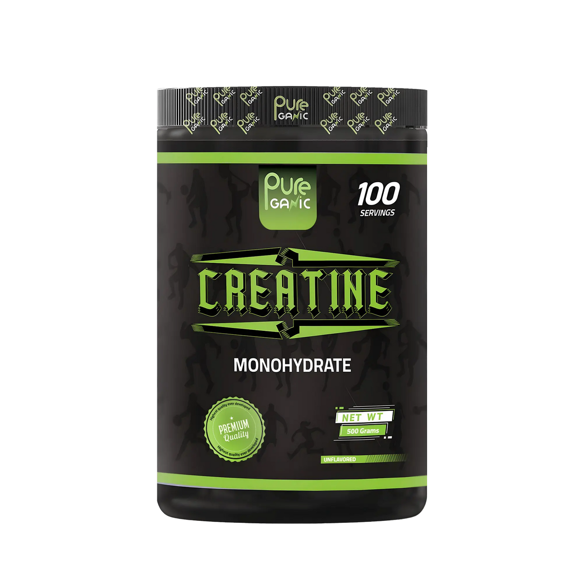 Pureganic Creatine Monohydrate 500g (100 Servings) | Strength, Power & Muscle Recovery Booster|In Power Fit Supplements Egypt