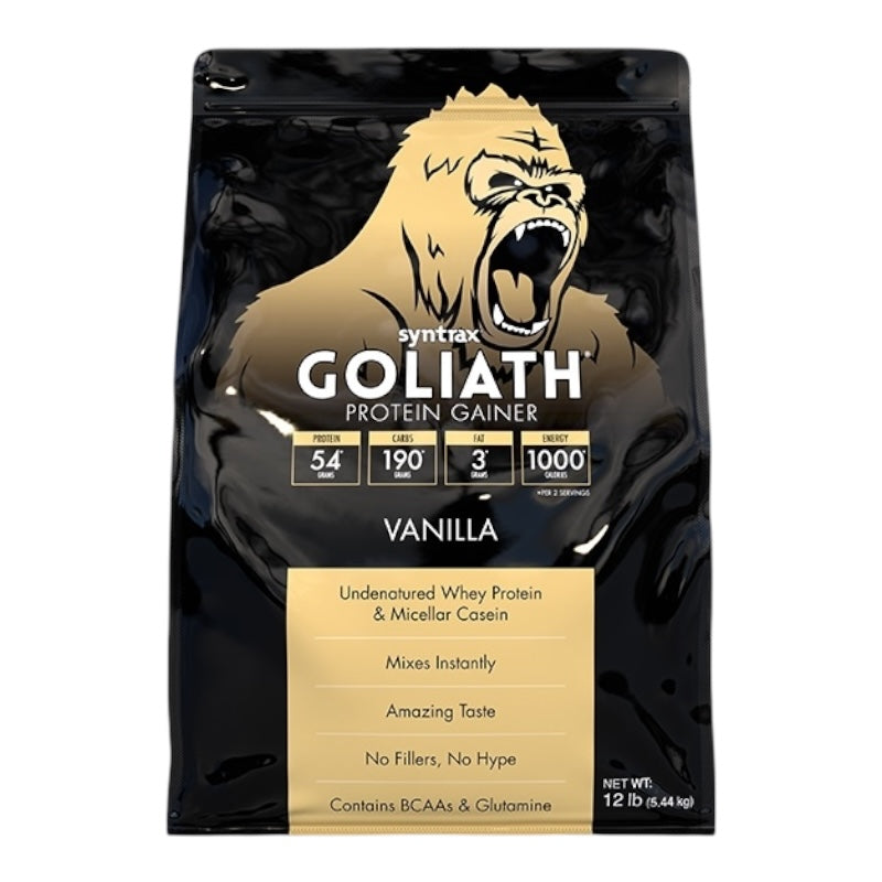 Syntrax Goliath Protein Gainer – High-Calorie Mass Gainer, Strawberry Flavor, 12lb (5.44kg)