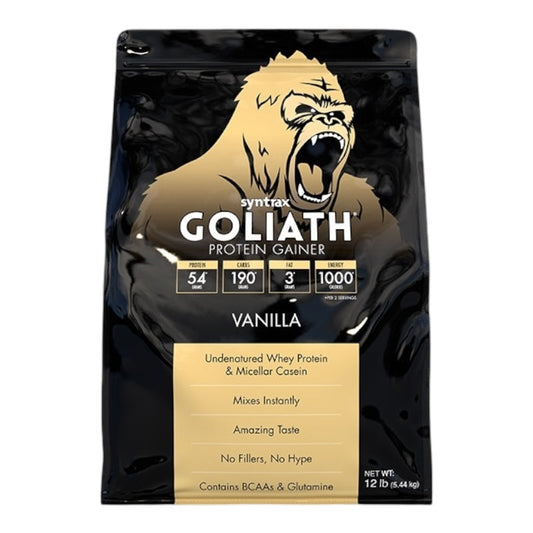 Syntrax Goliath Protein Gainer – High-Calorie Mass Gainer, Strawberry Flavor, 12lb (5.44kg)
