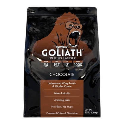 Syntrax Goliath Protein Gainer – High-Calorie Mass Gainer, Strawberry Flavor, 12lb (5.44kg)