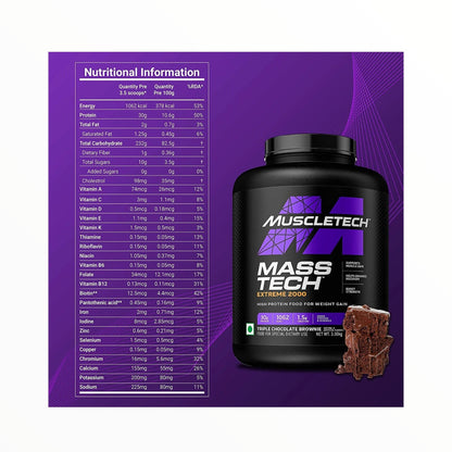 MuscleTech Mass Tech Extreme 2000 – 2.72kg | High Calorie Mass Gainer for Bulking Egypt