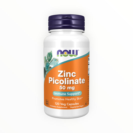 NOW Zinc Picolinate 50mg – 120 Tablets | Immune, Skin & Hormonal Support| In Power Fit Supplements Egypt