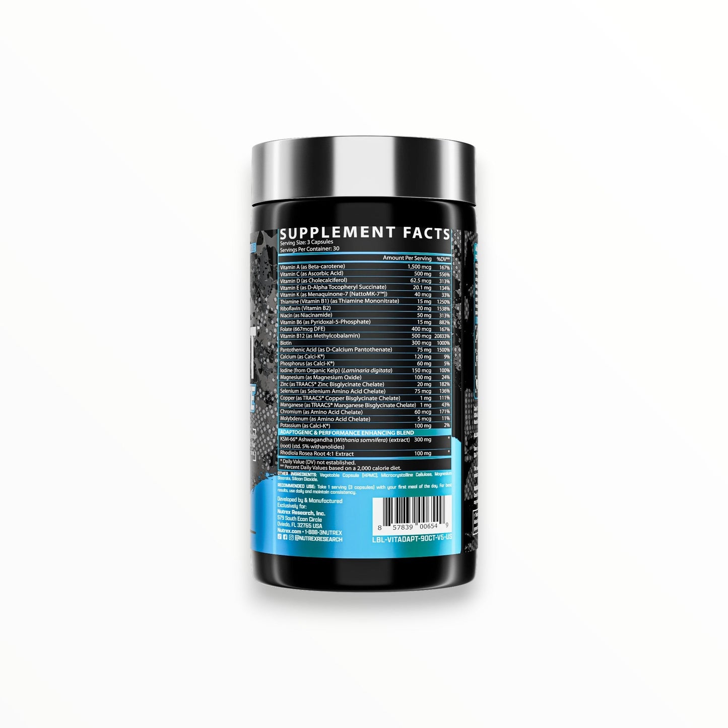 Nutrex Vitadapt Complete Multivitamin – 90 Capsules | Premium Sports Multivitamin for Energy, Immunity & Performance Egypt