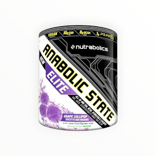Nutrabolics Anabolic State Elite EAA + BCAA | Intra Workout Recovery & Hydration | Grape Lollipop | 375g