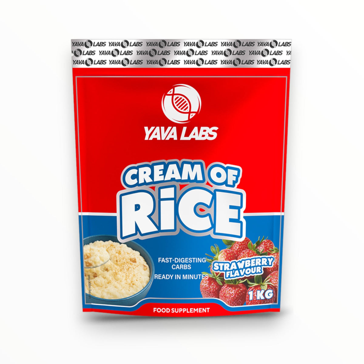 Yava Labs Cream of Rice Strawberry 1KG – Fast Digesting Carbs for Muscle Energy & Clean Bulking
