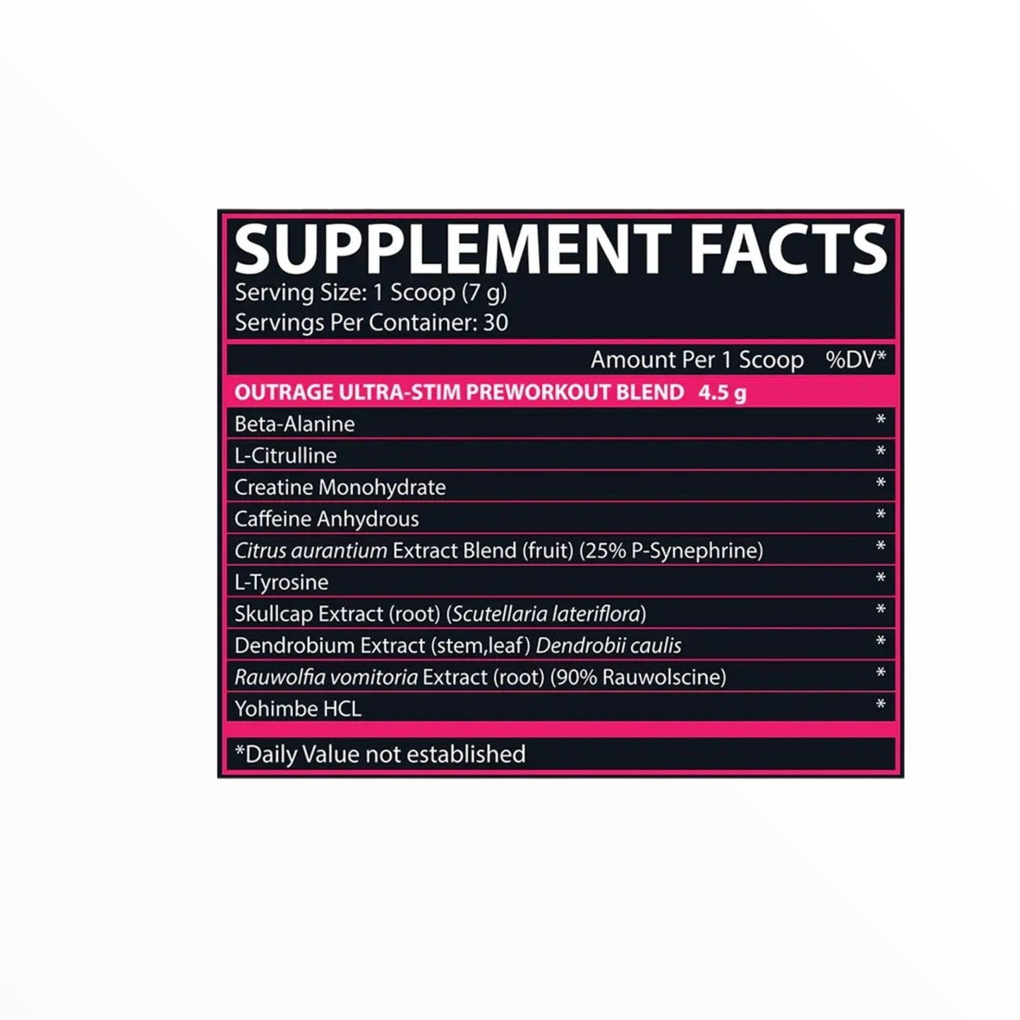 Nutrex Outrage Ultra Stim Pre-Workout Fruit Punch | High-Stimulant Energy & Focus Formula | 30 Servings