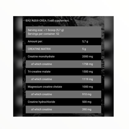 Bad Ass Crea 300g | Advanced Creatine Matrix | Fruit Massage Flavor | Strength & Recovery Formula