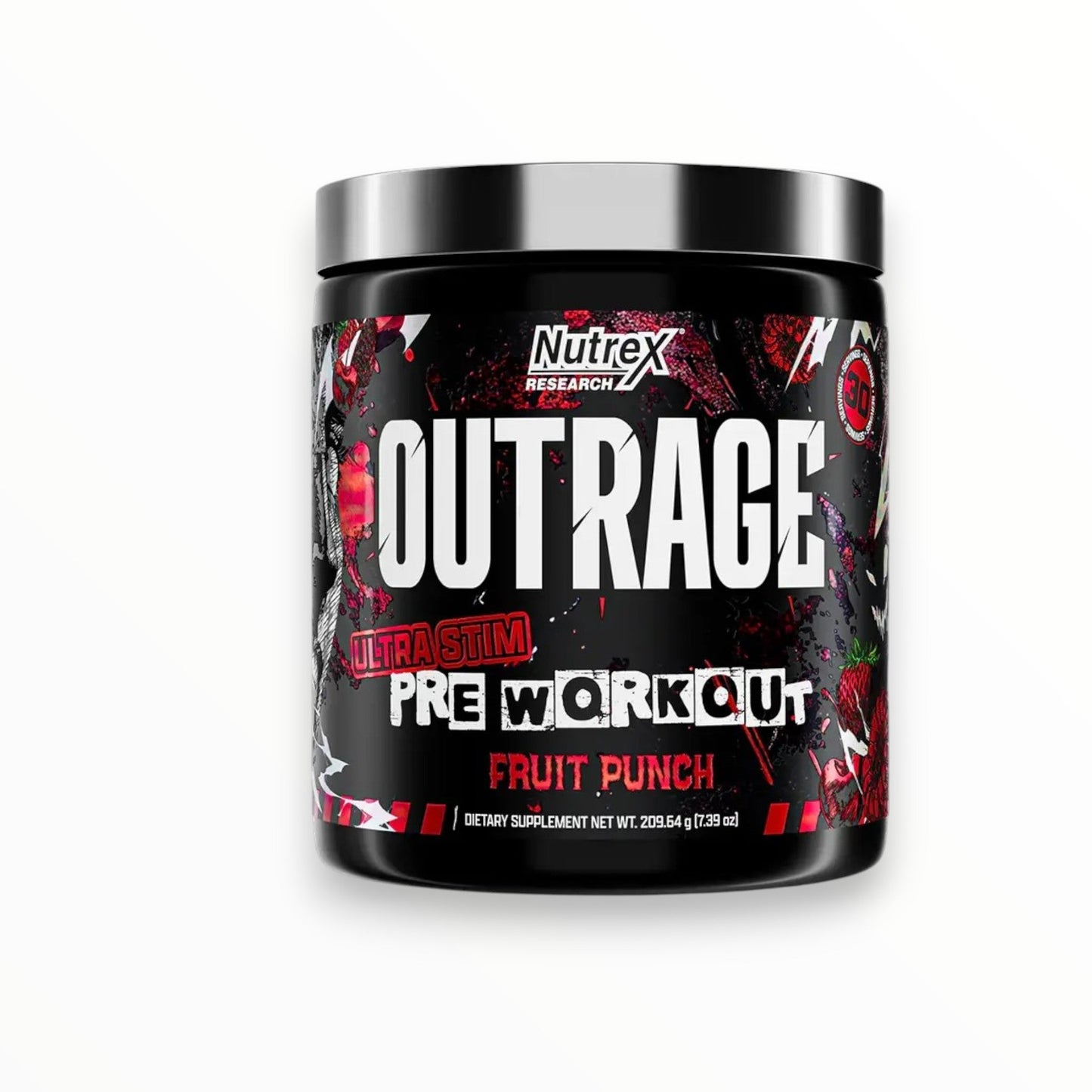Nutrex Outrage Ultra Stim Pre-Workout Fruit Punch | High-Stimulant Energy & Focus Formula | 30 Servings