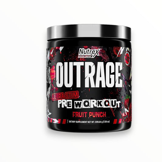 Nutrex Outrage Ultra Stim Pre-Workout Fruit Punch | High-Stimulant Energy & Focus Formula | 30 Servings