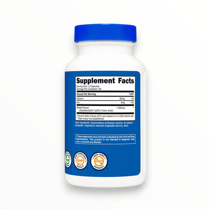 Nutricost Shilajit 1000mg with Fulvic Acid – 120 Capsules | Energy & Vitality Support